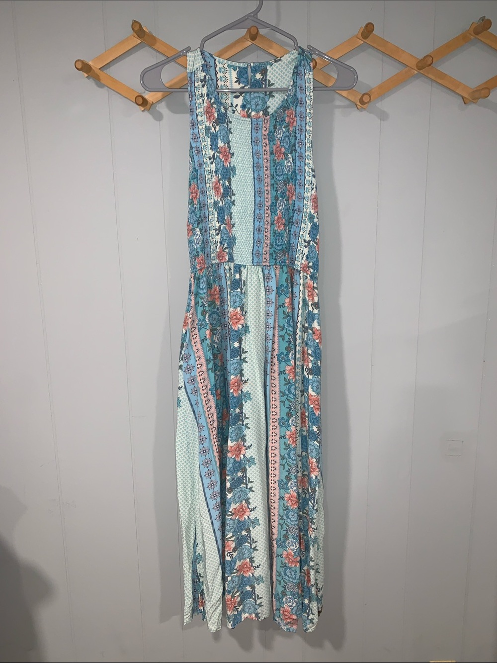 Matilda Jane Boho Floral Maxi Dress in Light Blue Size Large